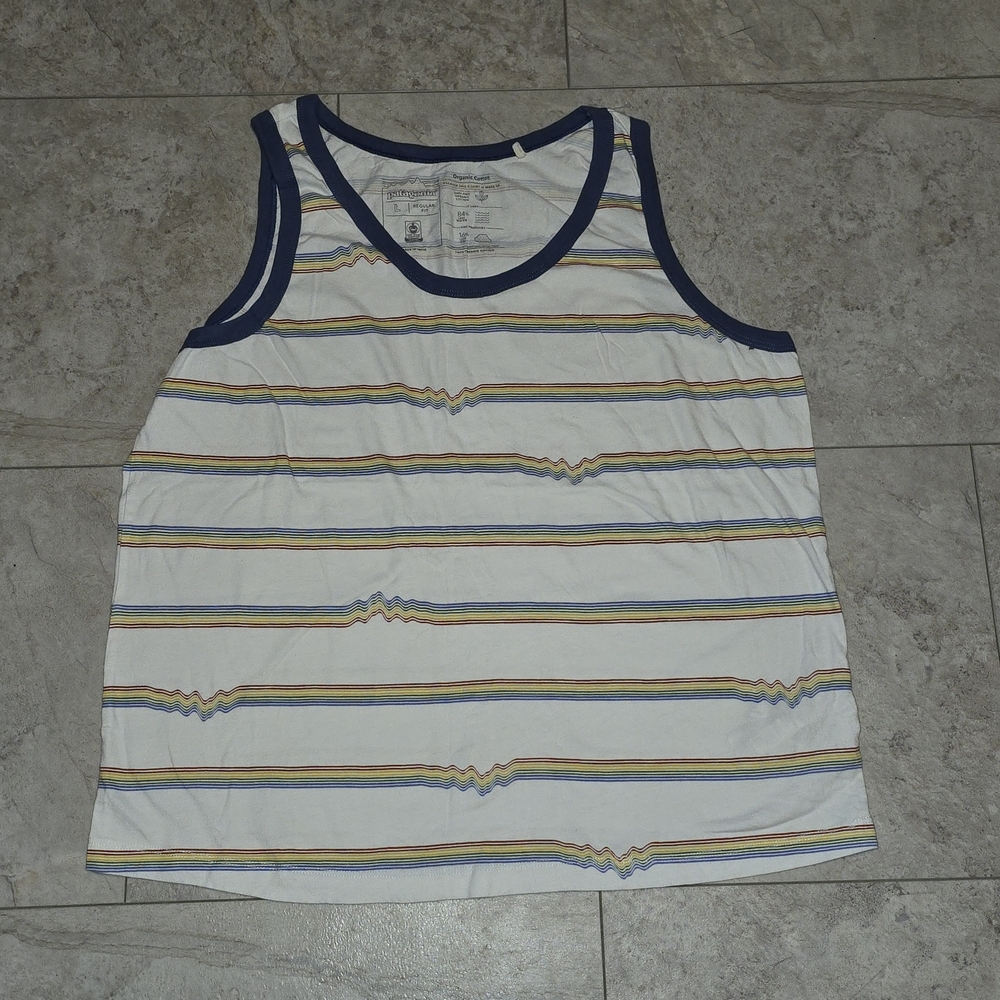 Patagonia Organic Cotton Tee with Blue Trim